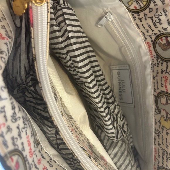 Lulu Guinness Boys & Girls Tote Black White w Black Rolled Patton Handles. - Picture 11 of 16